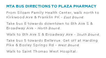 access to pharmacy - public transit